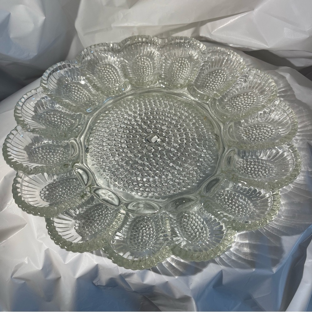 Indiana Glass Hobnail Deviled Eggs Plate